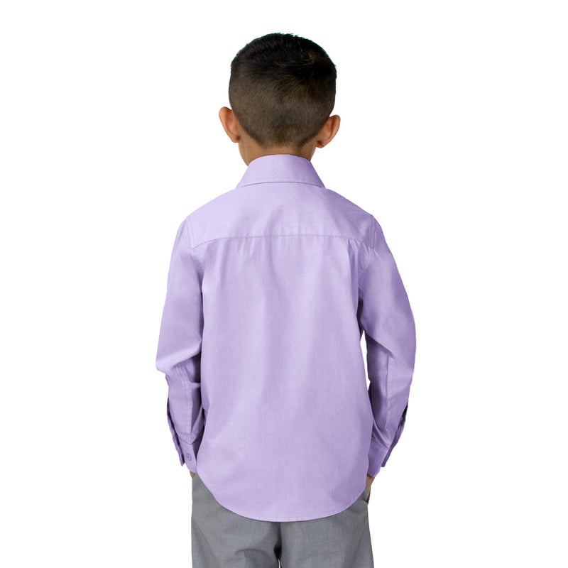 Spring Notion Big Boys' Long Sleeve Dress Shirt 8 Lilac - Image 3